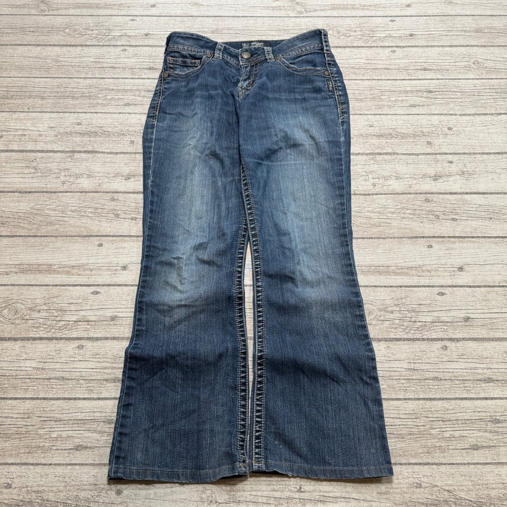 Silver Jeans Women's 28x34 Blue Denim Suki Bootcut Relaxed Medium Wash Stretch